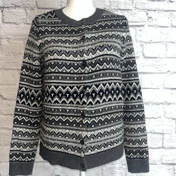 Talbots Women’s Grandmacore Lambswool Blend Beaded Cardigan Sweater Size Small - Picture 2 of 8